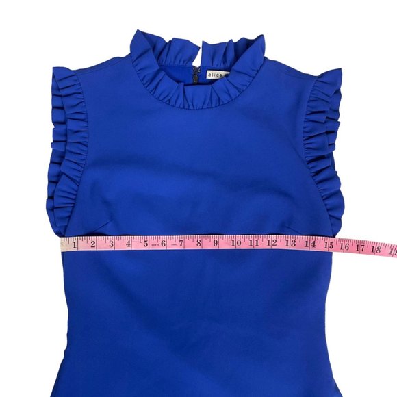 Alice + Olivia NWT 'Elsa' Ruffle Collar Mini Dress in 'Ultramarine' Blue Size 4 - Picture 11 of 16